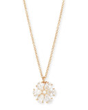 18K Rose Gold Diamond Flower Pendant Necklace