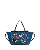 Butterfly Rockstud Denim Tote Bag