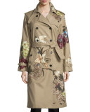 Kimono Embroidered Trenchcoat, Beige