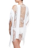 Monique Shredded Fringe-Trim Coverup Tunic