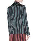 Striped Three-Button Jacket, Black/Sage