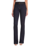 Biscayne Braided-Waist Boot-Cut Jeans, Indigo