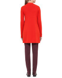 Cashmere Fringe-Trim Long Cardigan, Papaya