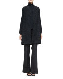 V-Neck Embellished Long Vest, Black