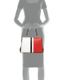 Baiadera Arcade-Stripe Leather Satchel Bag, White/Red/Black (Bianco+Fuoco+Nero)