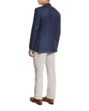 Plaid Two-Button Sport Jacket, Blue