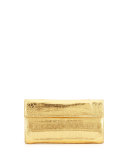 Small Double-Flap Clutch Bag, Gold Mirror