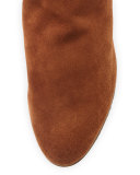 Sprite Slouchy Suede Wedge Bootie, Walnut