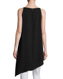 Taylor Sleeveless Double-Georgette Silk Tunic, Black