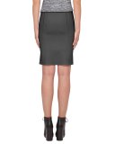 Notched-Hem Pencil Skirt, Black