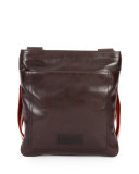 Smooth Leather Messenger Bag, Dark Brown