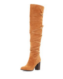 Sable Strappy Suede Over-the-Knee Boot, Golden Caramel