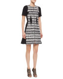 Striped Tweed Paneled Dress