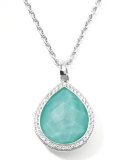 Stella Teardrop Pendant Necklace in Turquoise Doublet with Diamonds 