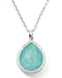 Stella Teardrop Pendant Necklace in Turquoise Doublet with Diamonds 