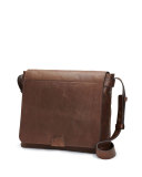 Chris Calf Leather Messenger Bag, Chocolate