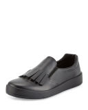 Fringed Leather Slip-On Sneaker
