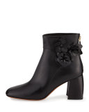 Blossom Leather 70mm Bootie, Black