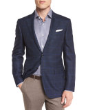 Double-Windowpane Check Sport Coat, Navy