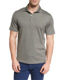 Micro-Stripe Short-Sleeve Polo Shirt, Green