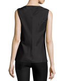 Krianni Sleeveless Twist-Front Top, Black