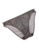 Whisper Lace-Trimmed Bikini Briefs, Dark Gray