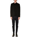 Chalk-Stripe Two-Button Jacket, Black