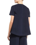 Short-Sleeve Textured Top, Navy
