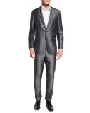 Two-Piece Notch-Lapel Suit, Gray/Jet Black