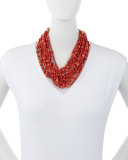 Multi-Strand Coral Necklace with Diamonds