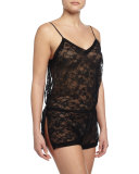 Valeria Lace Romper Nightie, Black 