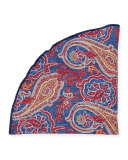 Chambray Paisley-Print Pocket Circle, Blue/Red