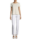 Short-Sleeve Striped Tee, Citronella/Multi