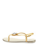 Nuvorock Jeweled T-Strap Sandal, Gold