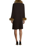 Fox Fur-Trimmed Cashmere Cardigan & Dress Set, Cinder