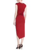 Cool Wool Jersey Draped Surplice Dress