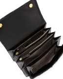 Crocodile Guitar-Strap Top-Handle Bag, Black