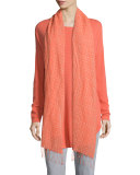 Jamdani Hand-Loomed Scarf, Guava