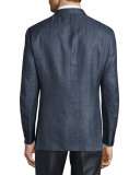 Two-Button Patterned Jacket, Blue Anthracite 