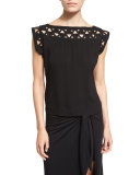 Kaliso Bateau-Neck Cutout Top, Black