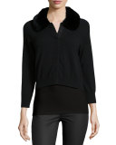 Fur-Collar Cashmere Shrug