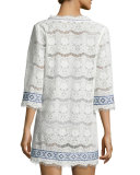 Kea Embroidered Lace Coverup, Off White