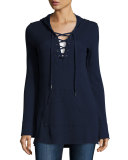Weekend Thermal Waffle-Knit Hoodie, Academy Navy