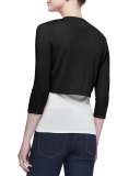 3/4-Sleeve Silk-Cashmere Shrug, Black 