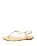 Pearly & Crystal Thong Sandal, Gold