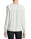 Avrom Tie-Front Silk Blouse, White