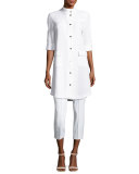 Stretch-Cotton Cropped Pants