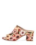 Ellis Basic Floral Lizard Mule, Orange/Red