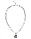 Chain Necklace with Gray Pearly Charm