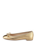 Cap-Toe Leather Ballerina Flat, Platinum (Platino)